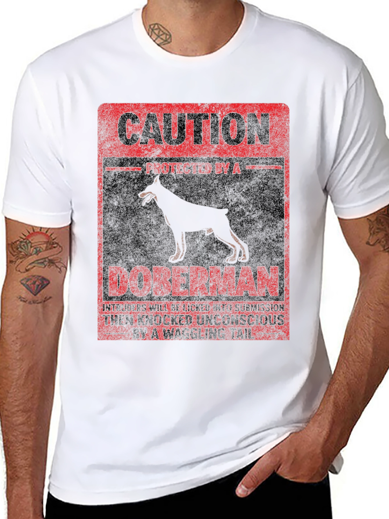 Caution Doberman Protected T-Shirt