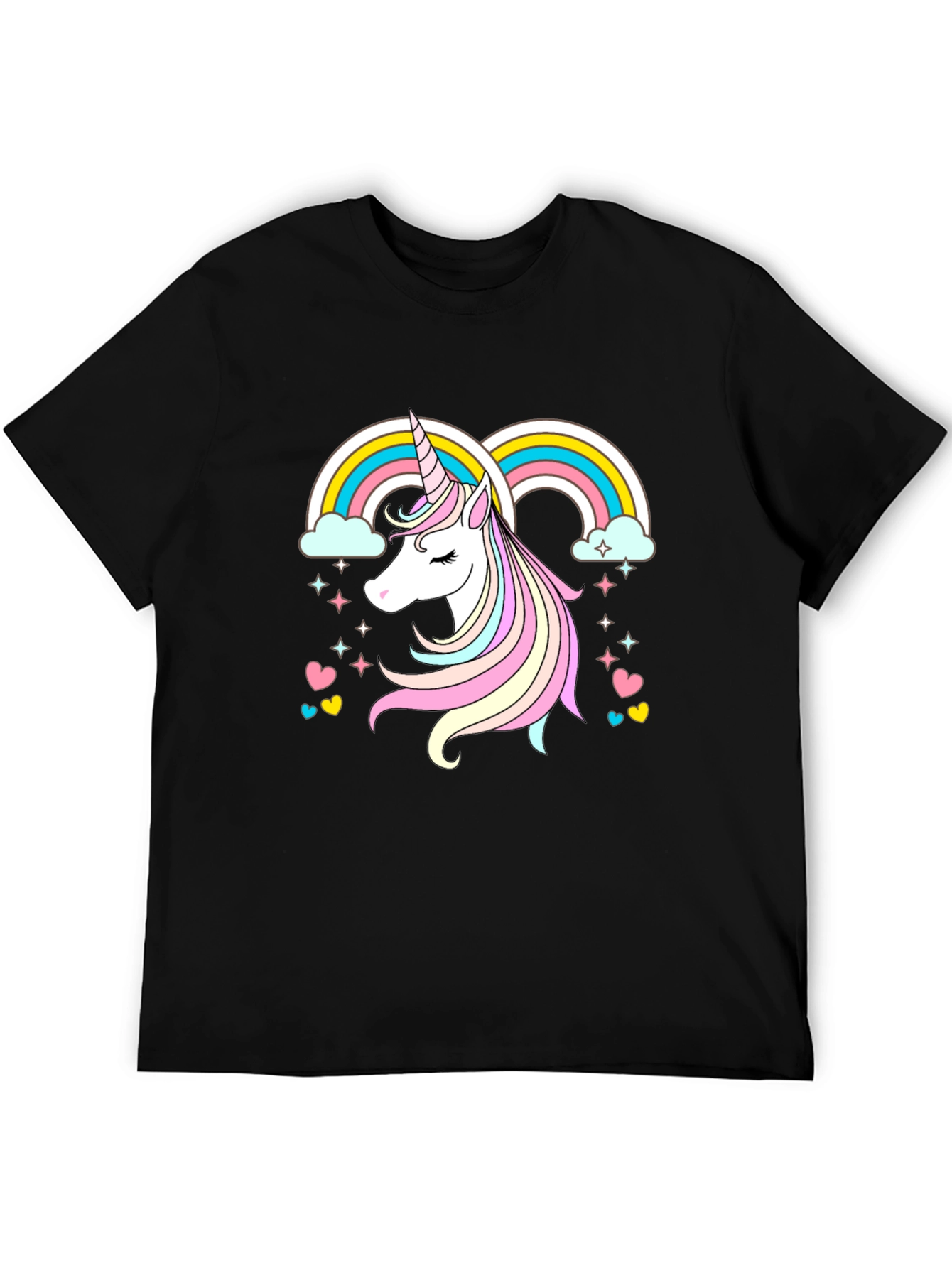 Unicorn Rainbow Graphic Tee - Black