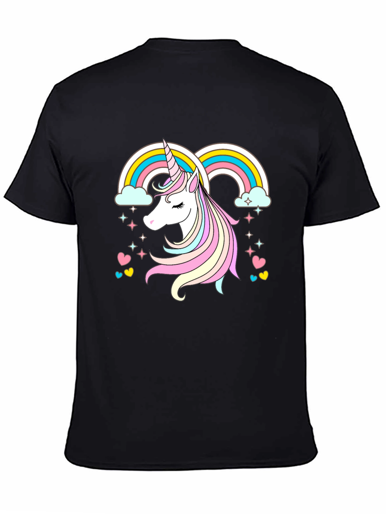 Unicorn Rainbow Graphic Tee - Black
