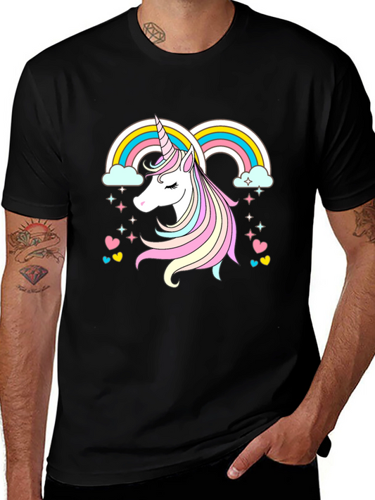 Unicorn Rainbow Graphic Tee - Black