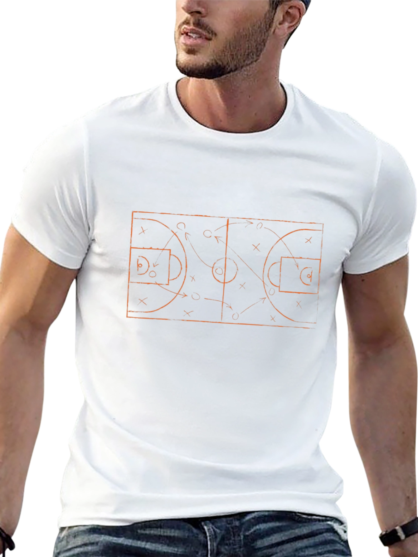 Basketball Court Diagram Graphic Tee - Black