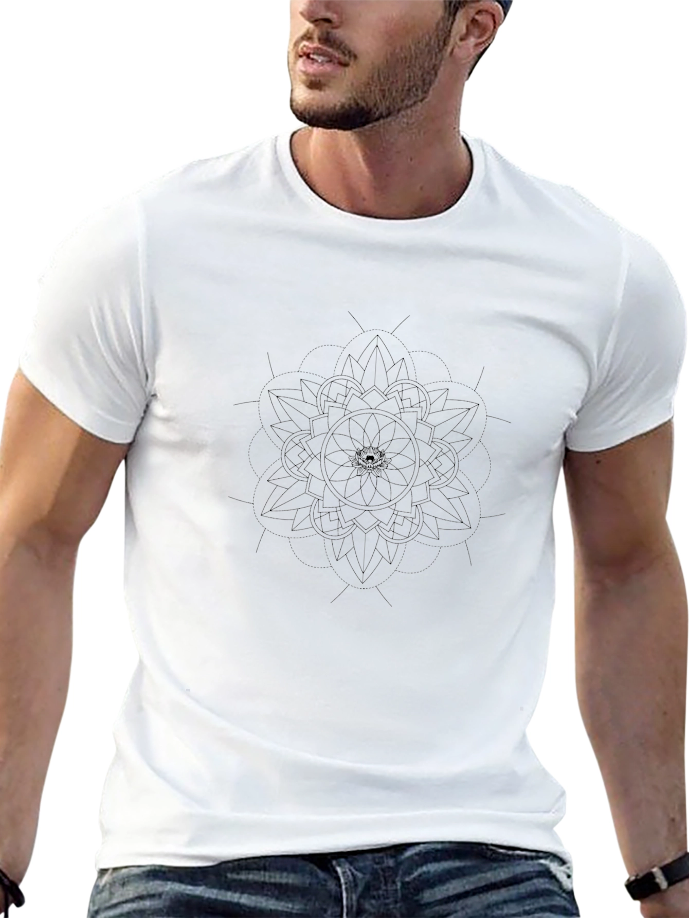 Mens Black Mandala Graphic Tee