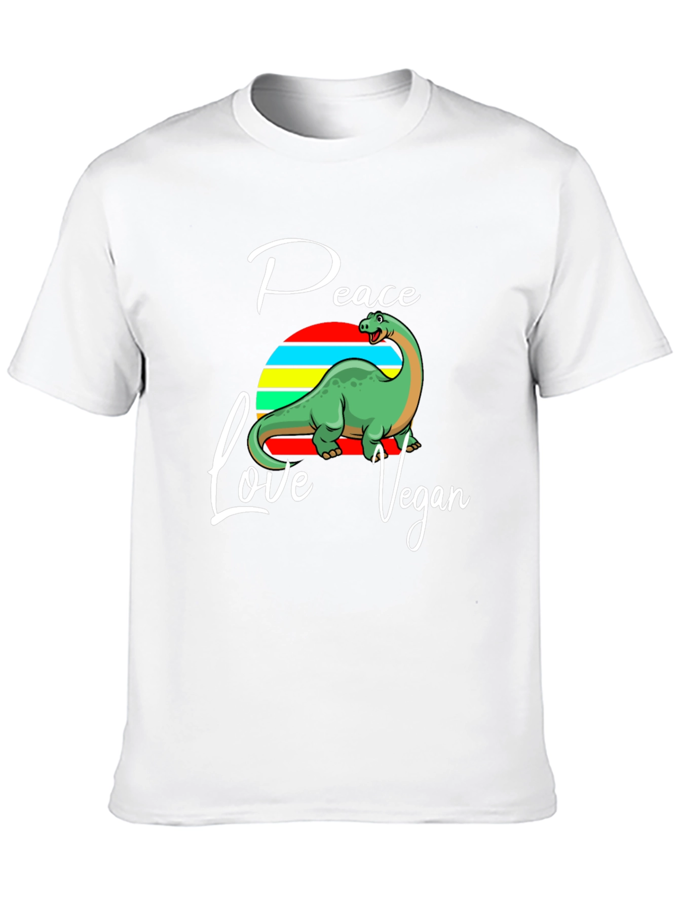 Peace Love Vegan Dinosaur Graphic T-Shirt