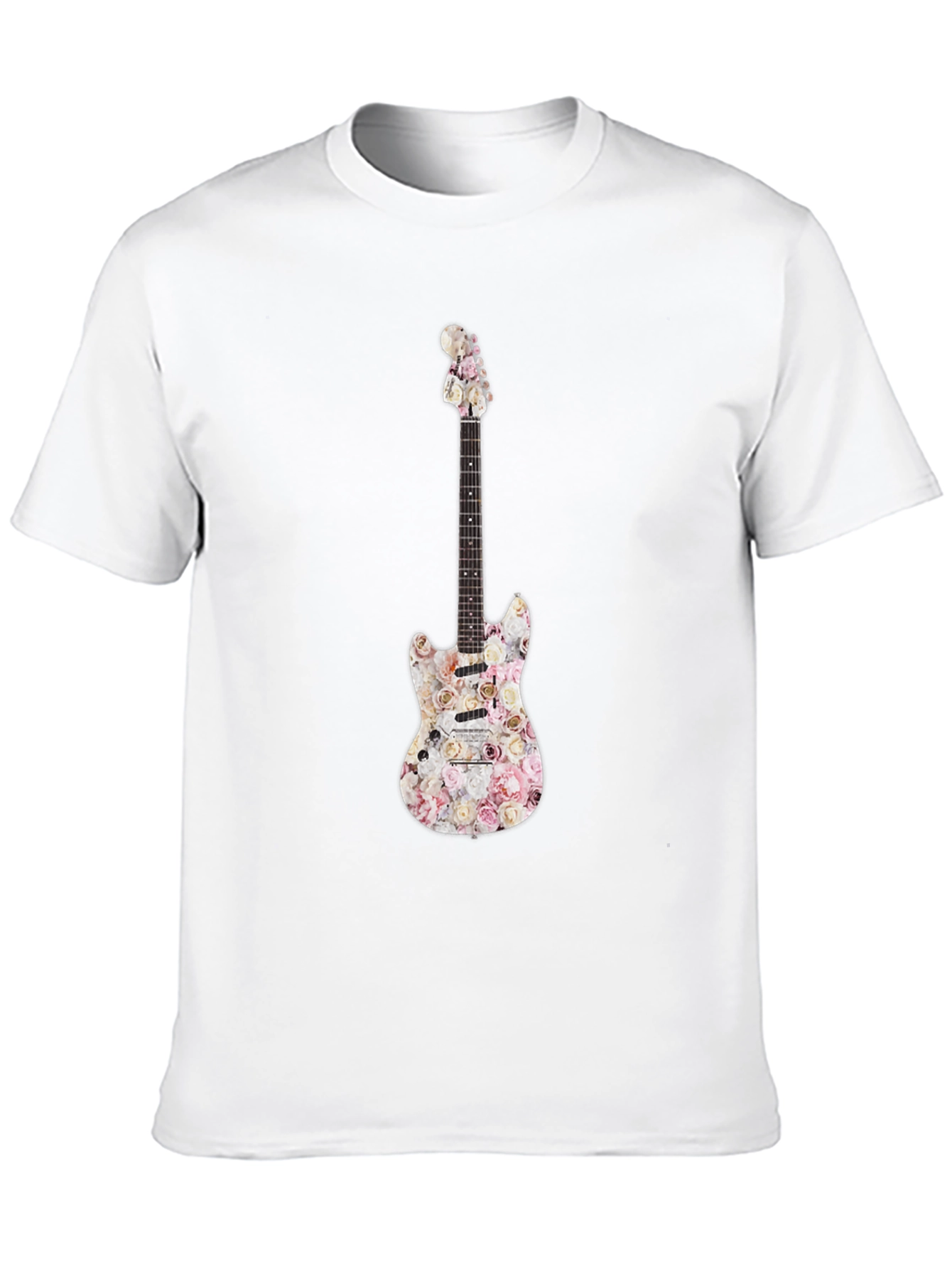Floral Guitar Graphic T-Shirt - Black