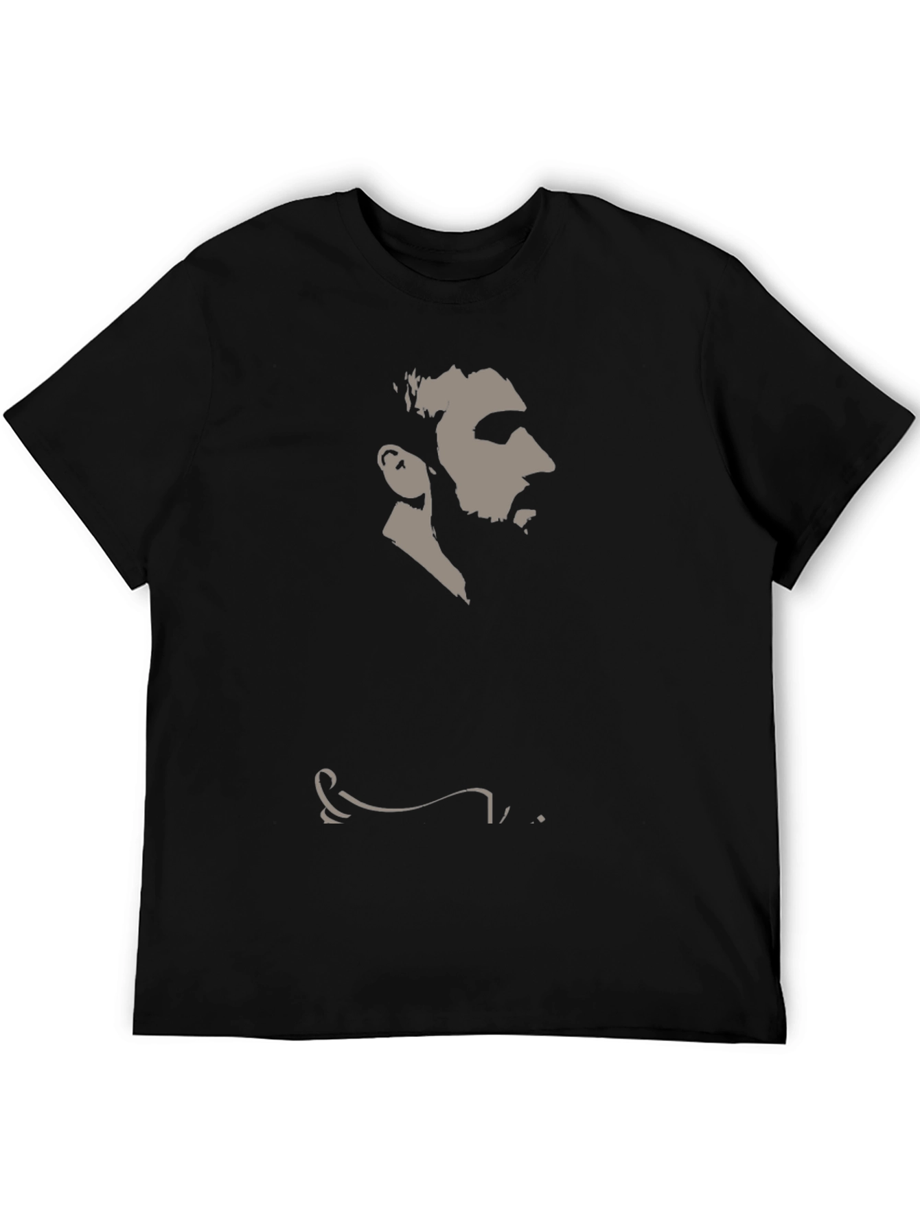 Mens Black Graphic Tee - Silhouette Portrait