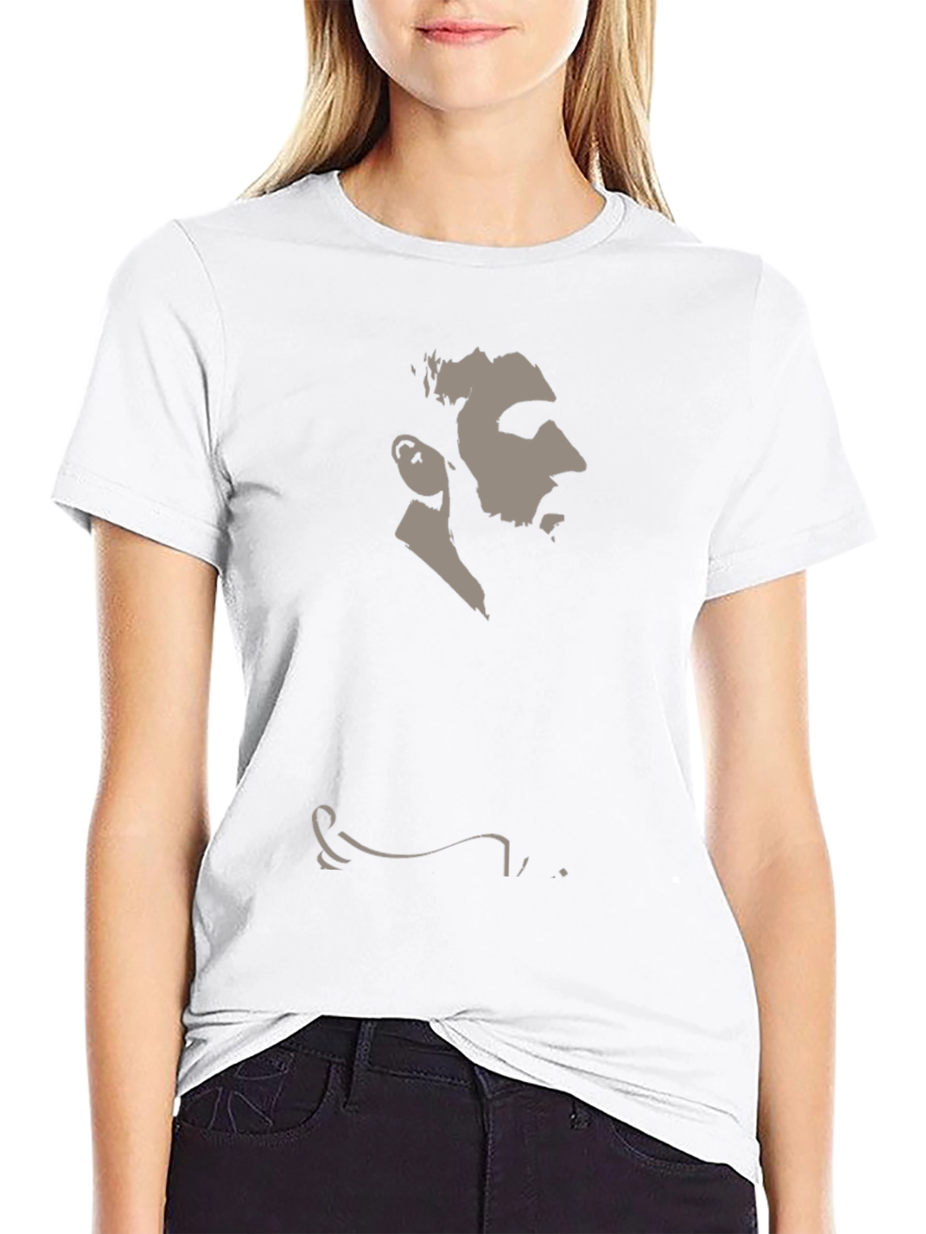 Mens Black Graphic Tee - Silhouette Portrait