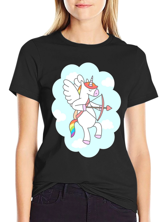 Cupid Unicorn Black T-Shirt: Magical Love Arrow!