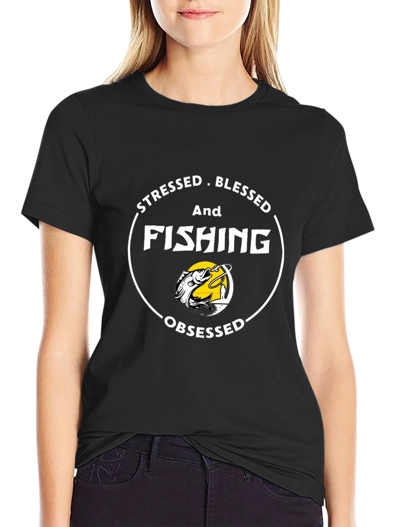 Stressed Blessed Fishing Obsessed Tee