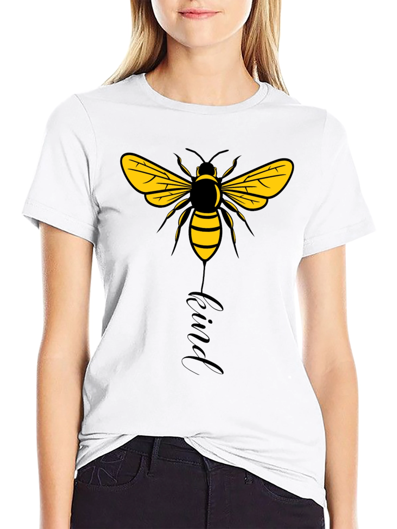 Bee Kind Graphic Tee - Black Cotton T-Shirt