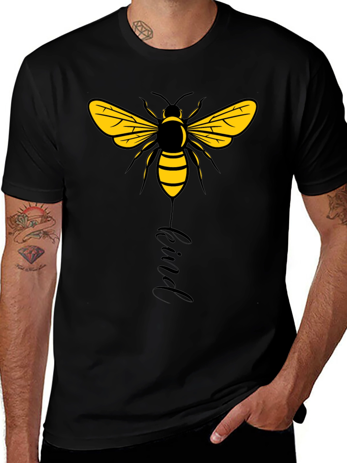 Bee Kind Graphic Tee - Black Cotton T-Shirt