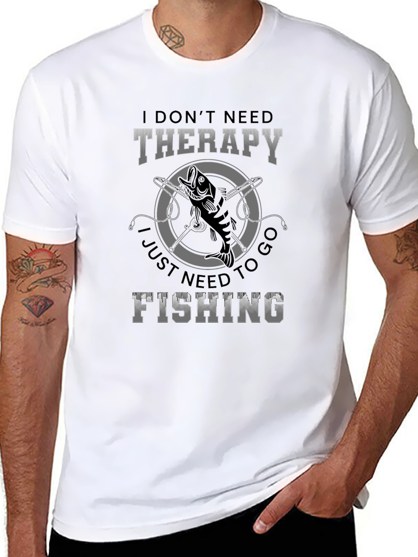 Therapy Fishing Graphic T-Shirt - Mens Black Tee