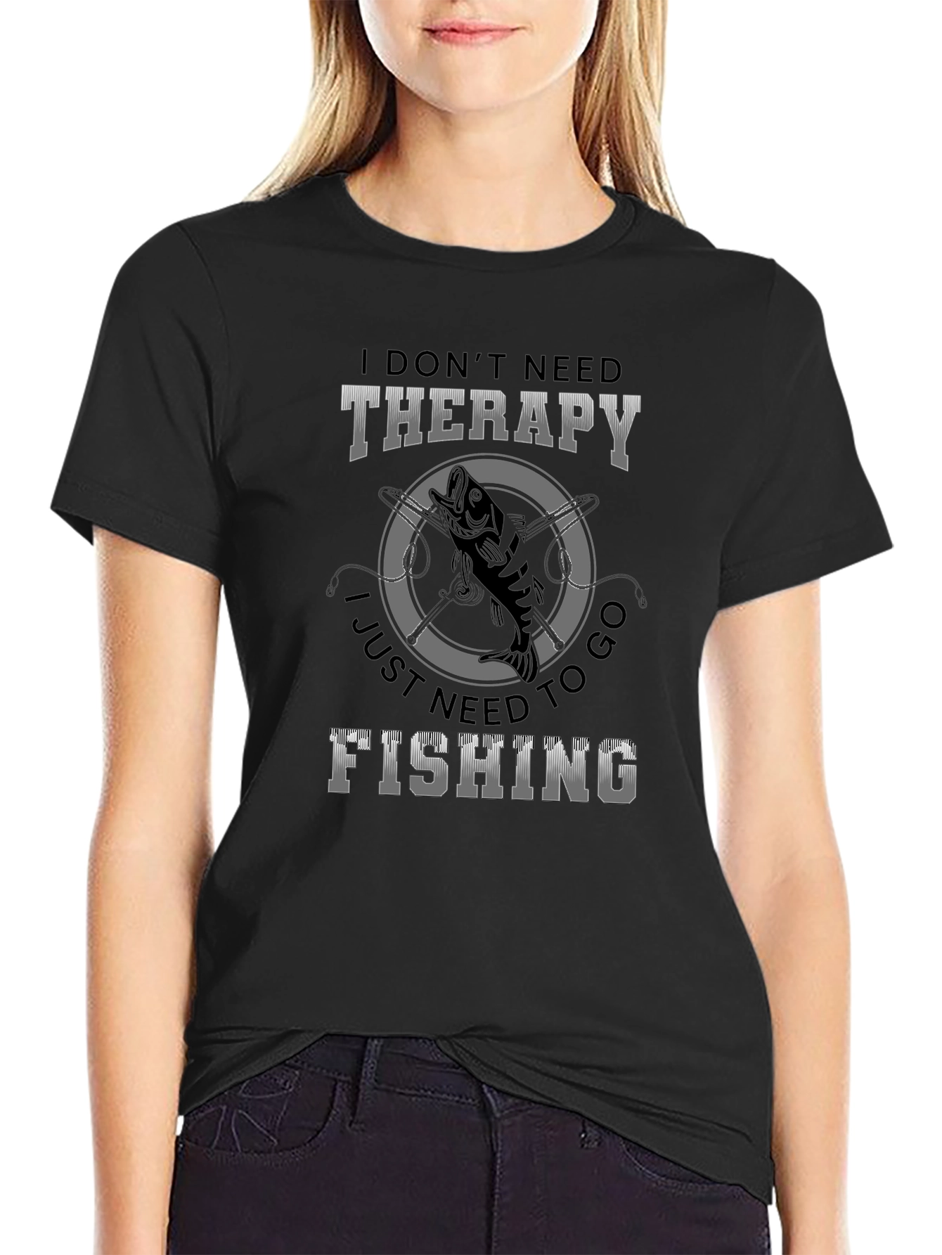 Therapy Fishing Graphic T-Shirt - Mens Black Tee