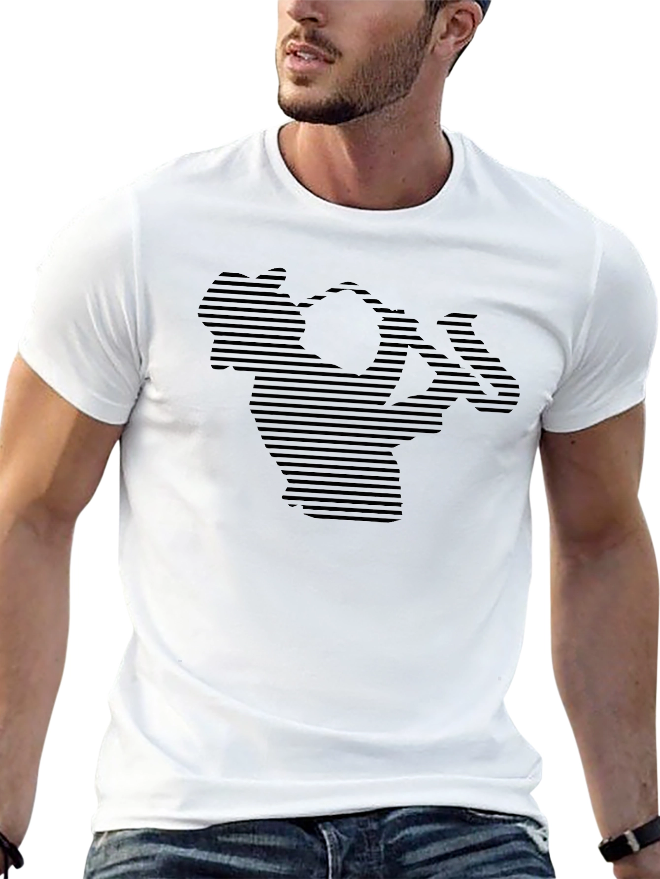 Abstract Weightlifter Black T-Shirt