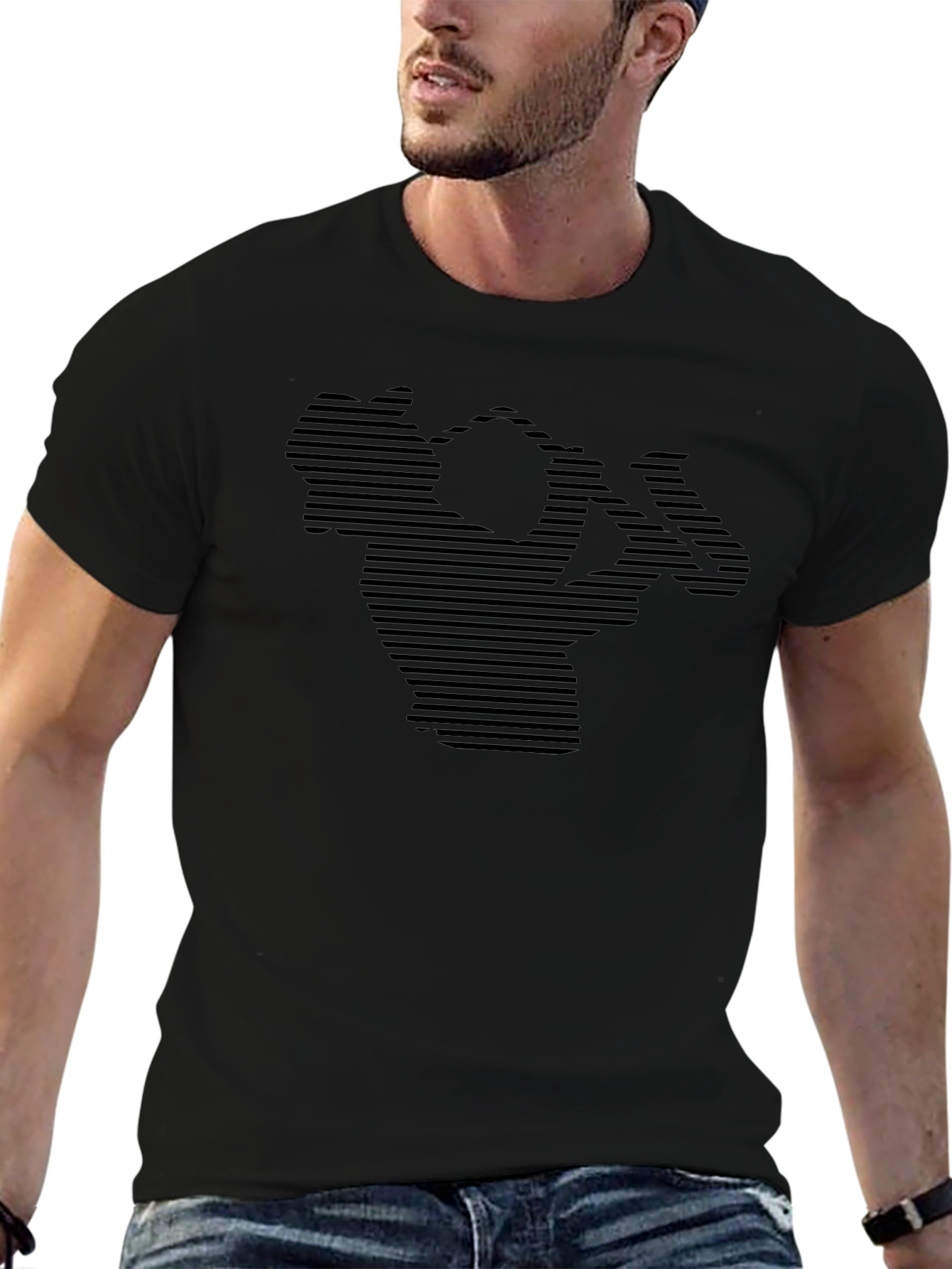 Abstract Weightlifter Black T-Shirt