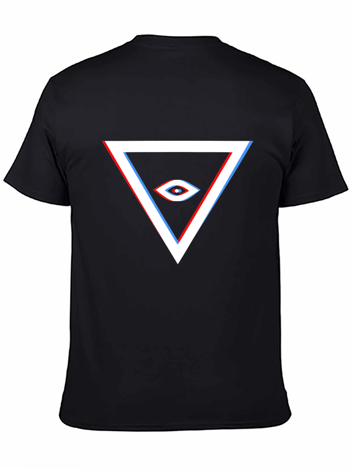 Mens Black Graphic Tee - Triangle Eye Design