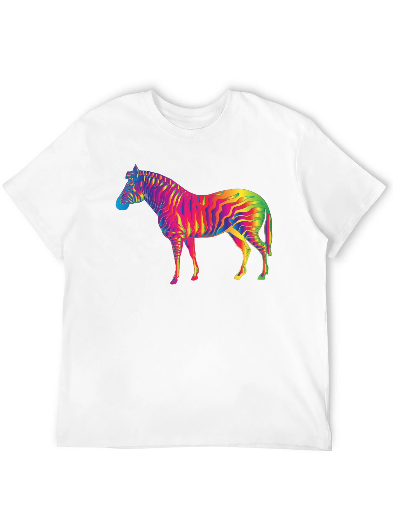 Rainbow Zebra Graphic Tee - Stylish Cotton Blend