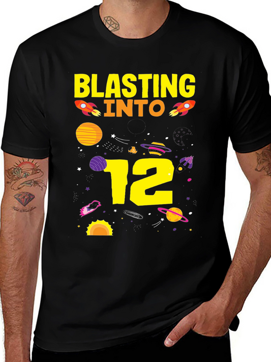 Blasting Into 12th Birthday T-Shirt Space Theme