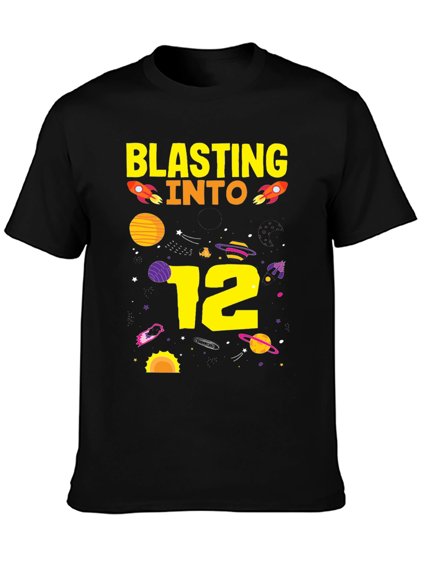 Blasting Into 12th Birthday T-Shirt Space Theme