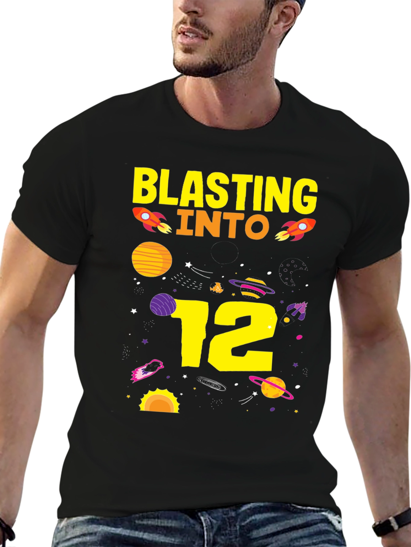 Blasting Into 12th Birthday T-Shirt Space Theme