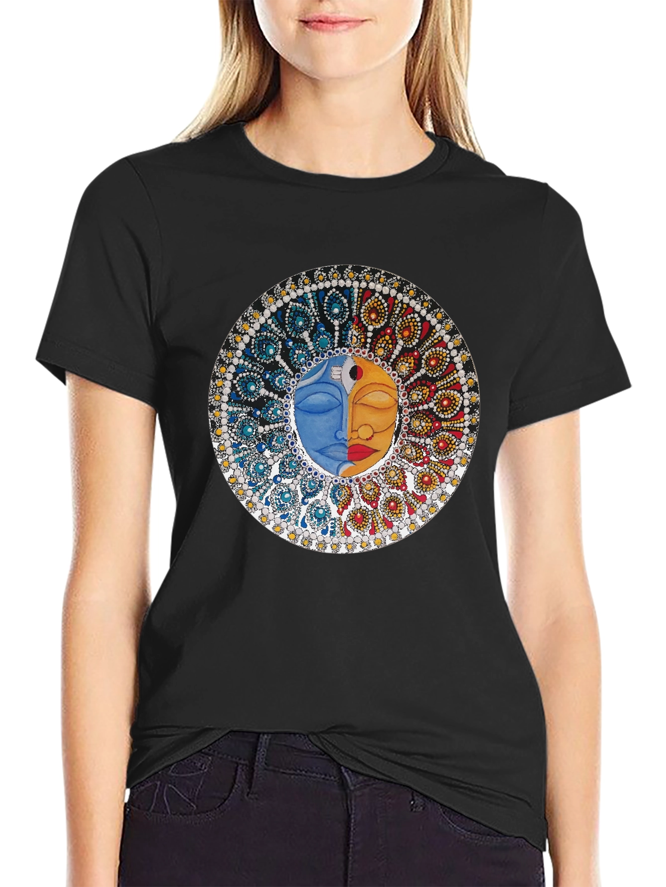 Yin Yang Face Graphic Tee - Unisex Black T-Shirt