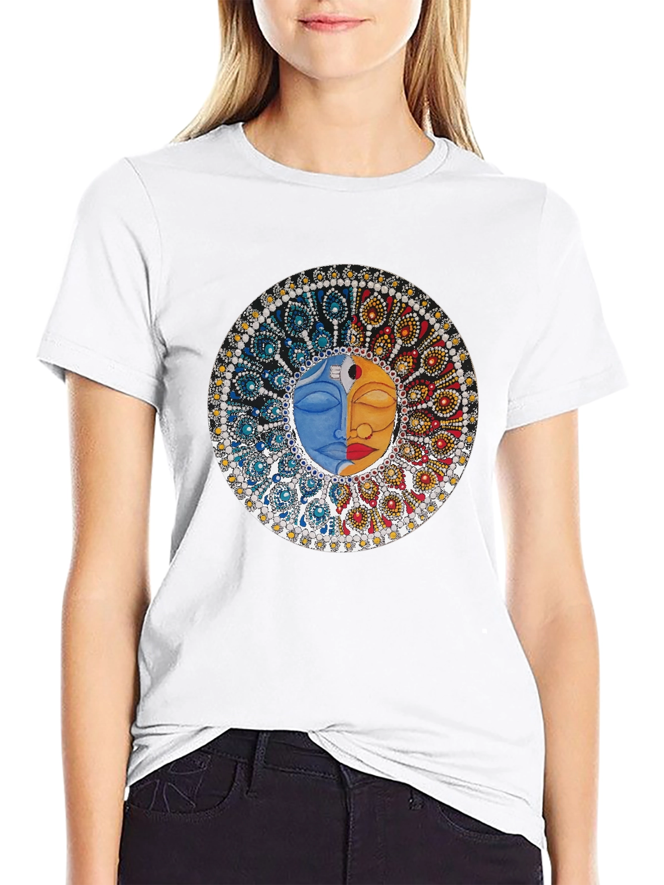 Yin Yang Face Graphic Tee - Unisex Black T-Shirt