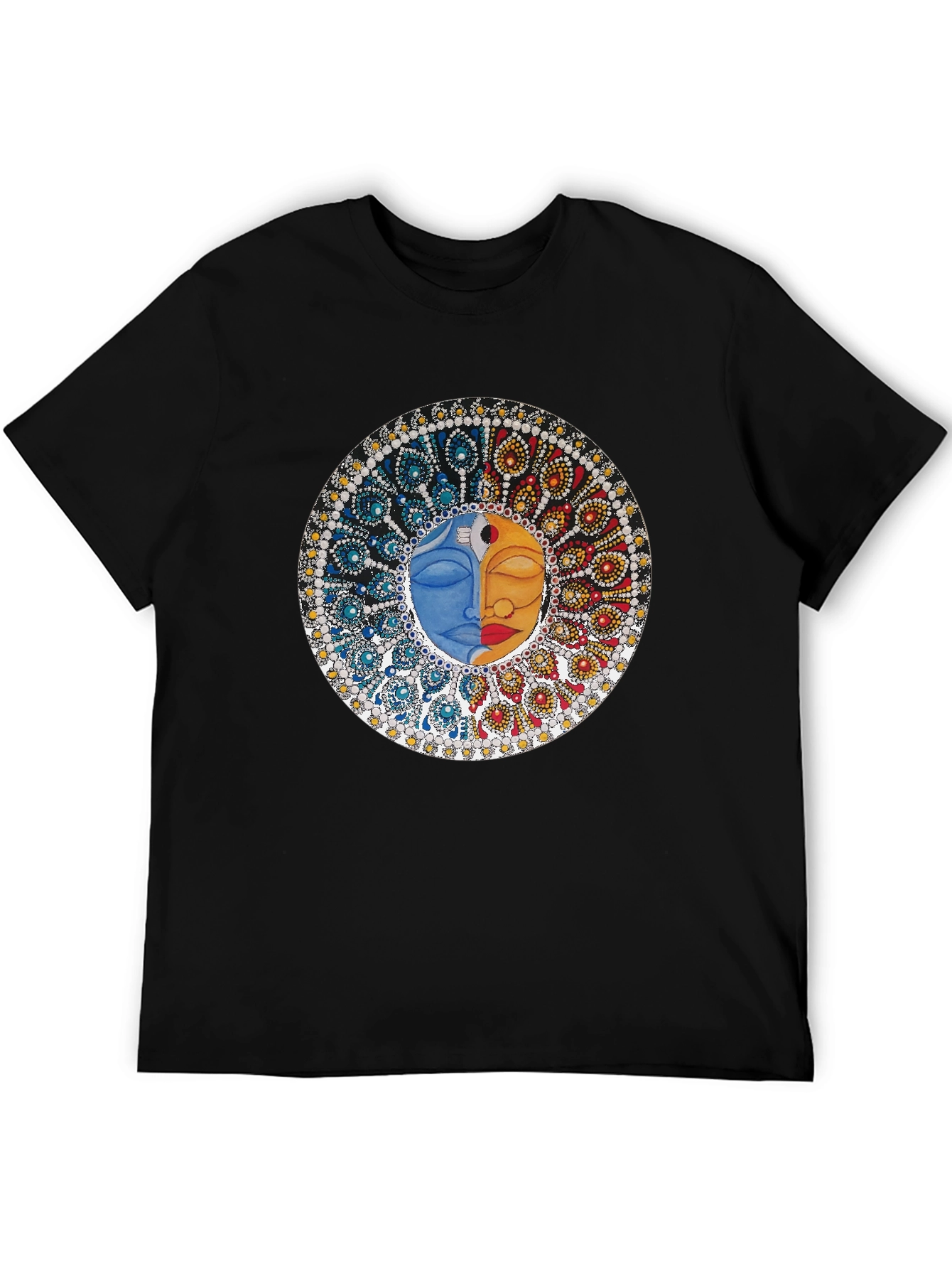 Yin Yang Face Graphic Tee - Unisex Black T-Shirt