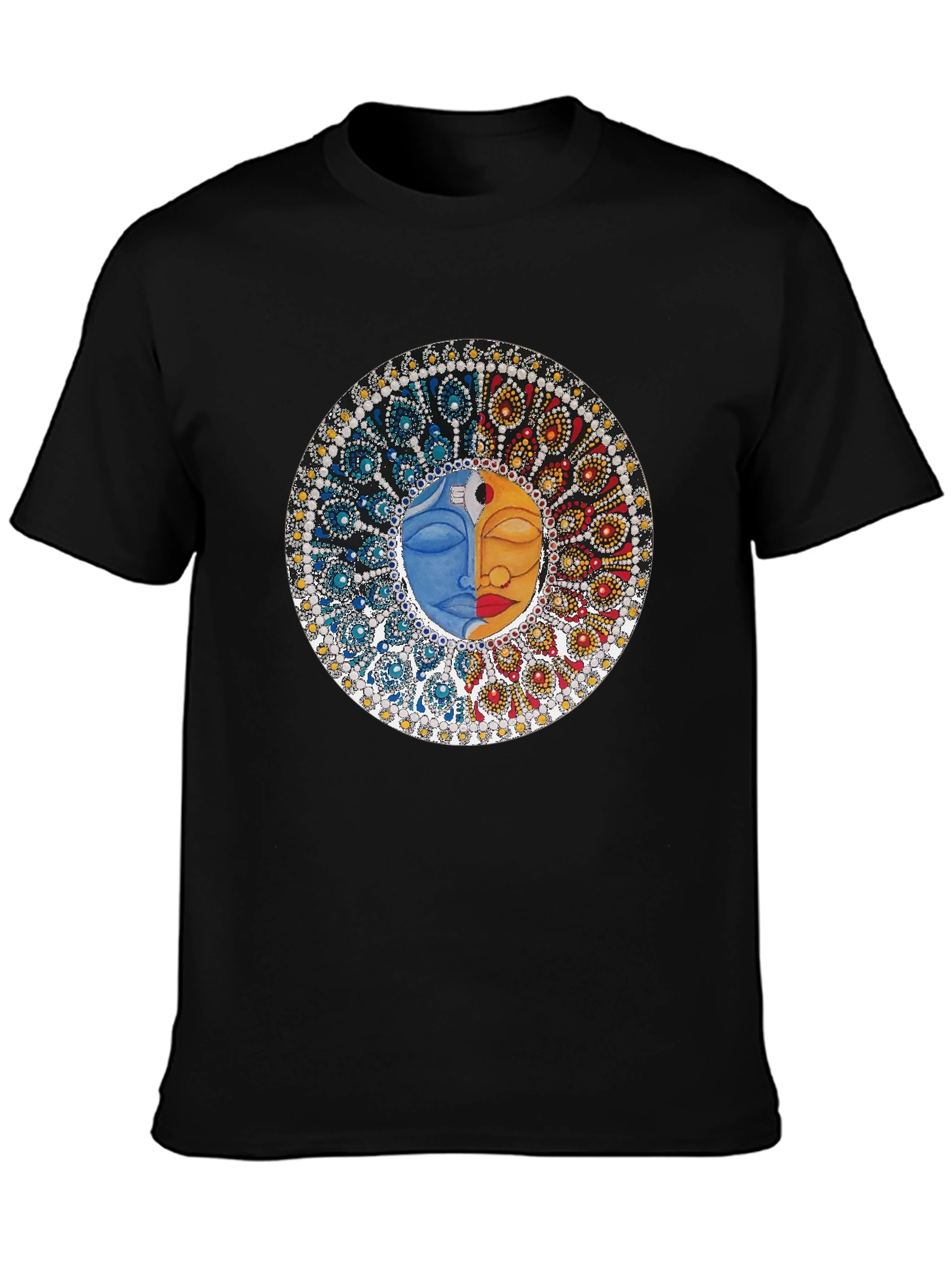 Yin Yang Face Graphic Tee - Unisex Black T-Shirt