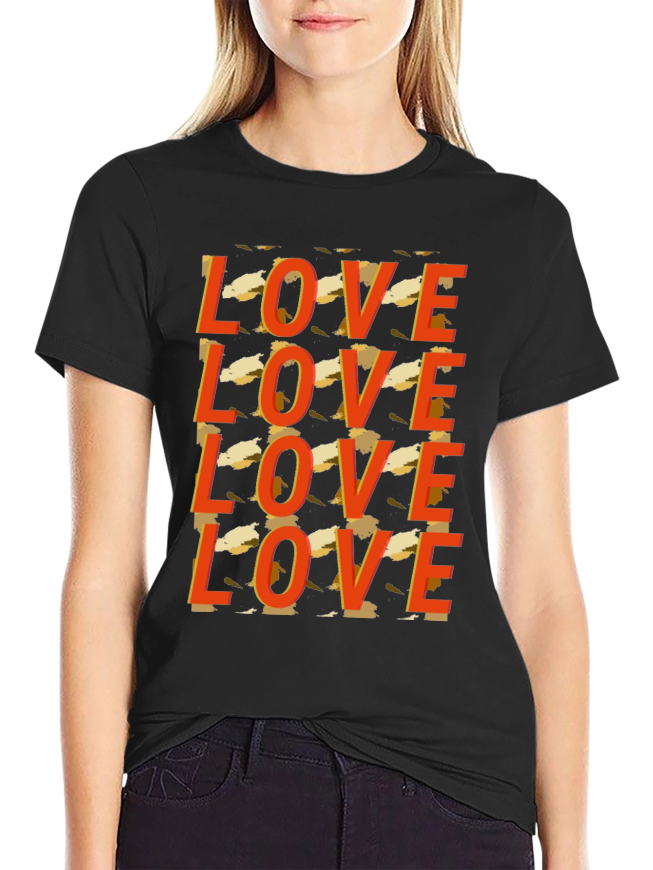 Love Graphic Print Black Tee