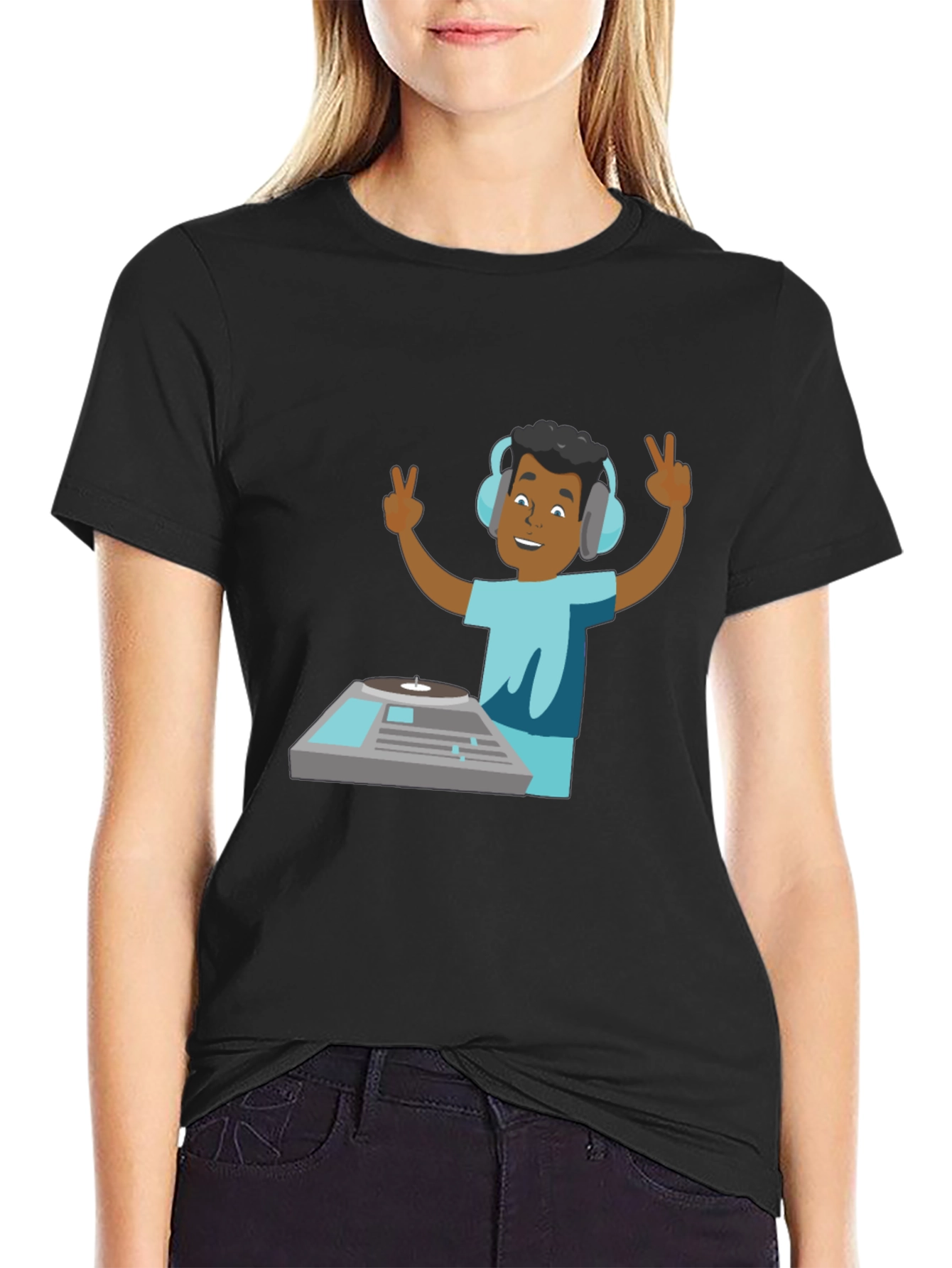 DJ Graphic T-Shirt - Black Cotton Blend