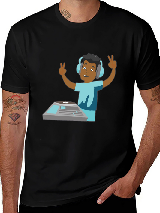 DJ Graphic T-Shirt - Black Cotton Blend