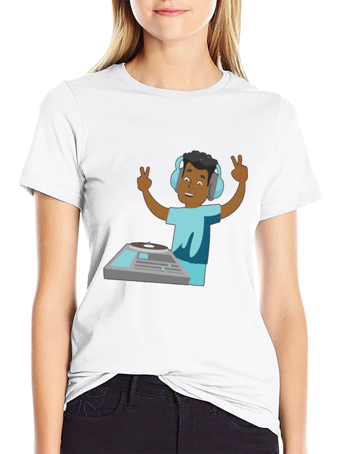 DJ Graphic T-Shirt - Black Cotton Blend