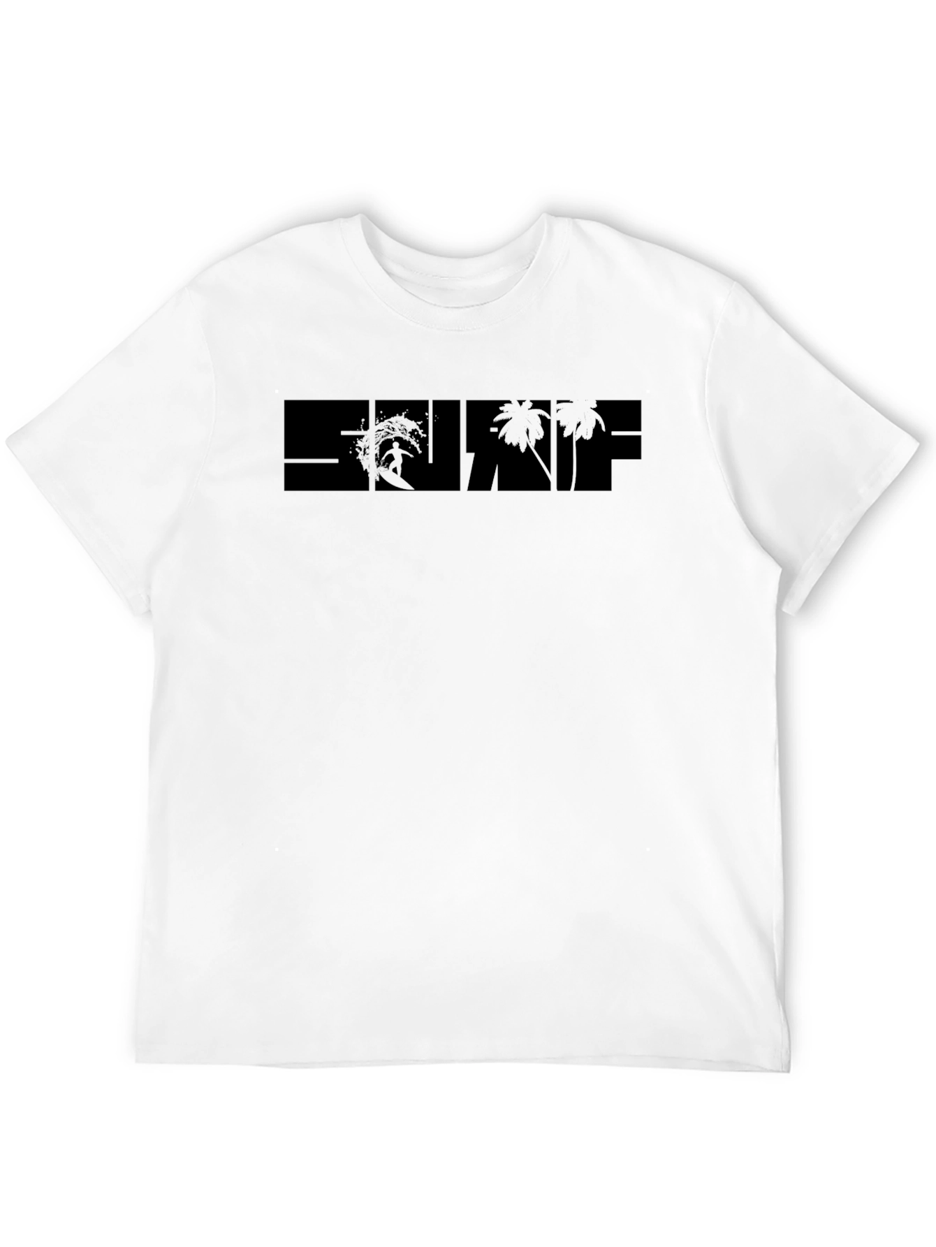 Surf Graphic Black T-Shirt - Tropical Beach Design