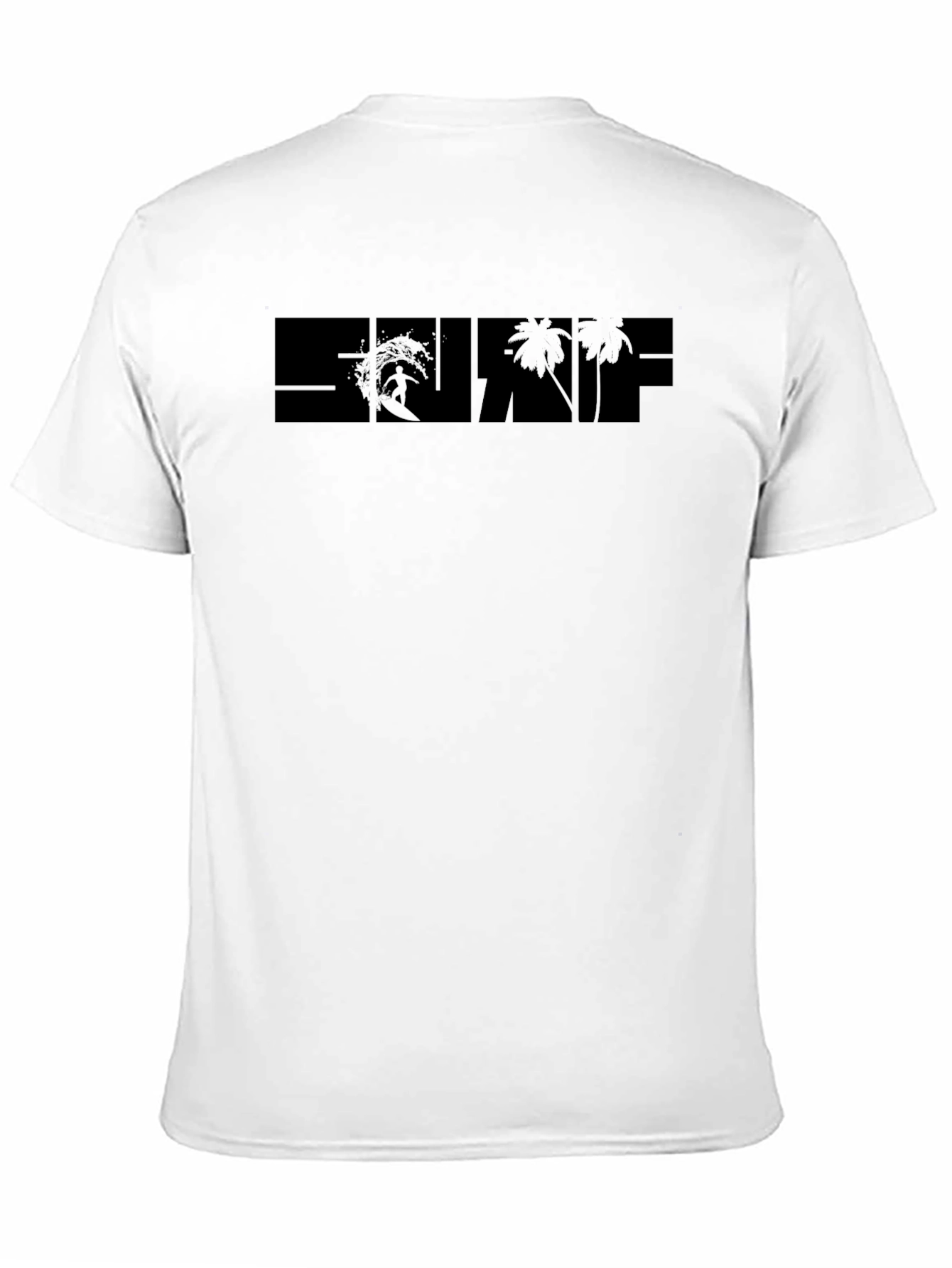 Surf Graphic Black T-Shirt - Tropical Beach Design