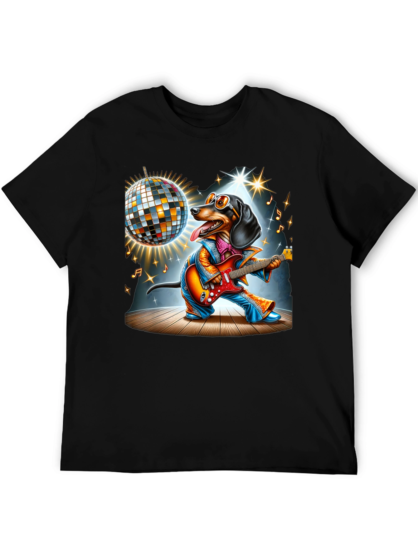 Dachshund Guitarist Graphic Tee