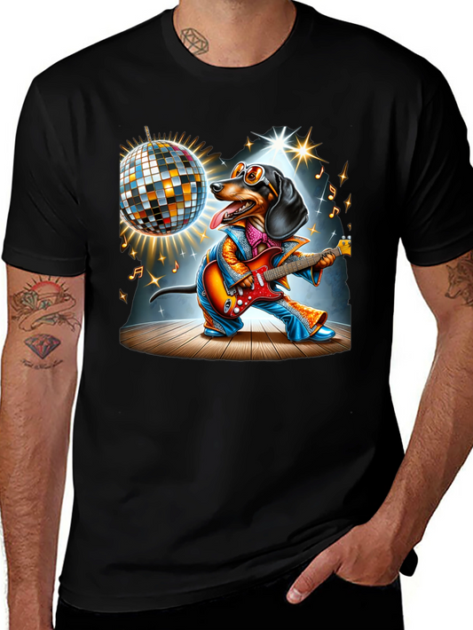 Dachshund Guitarist Graphic Tee