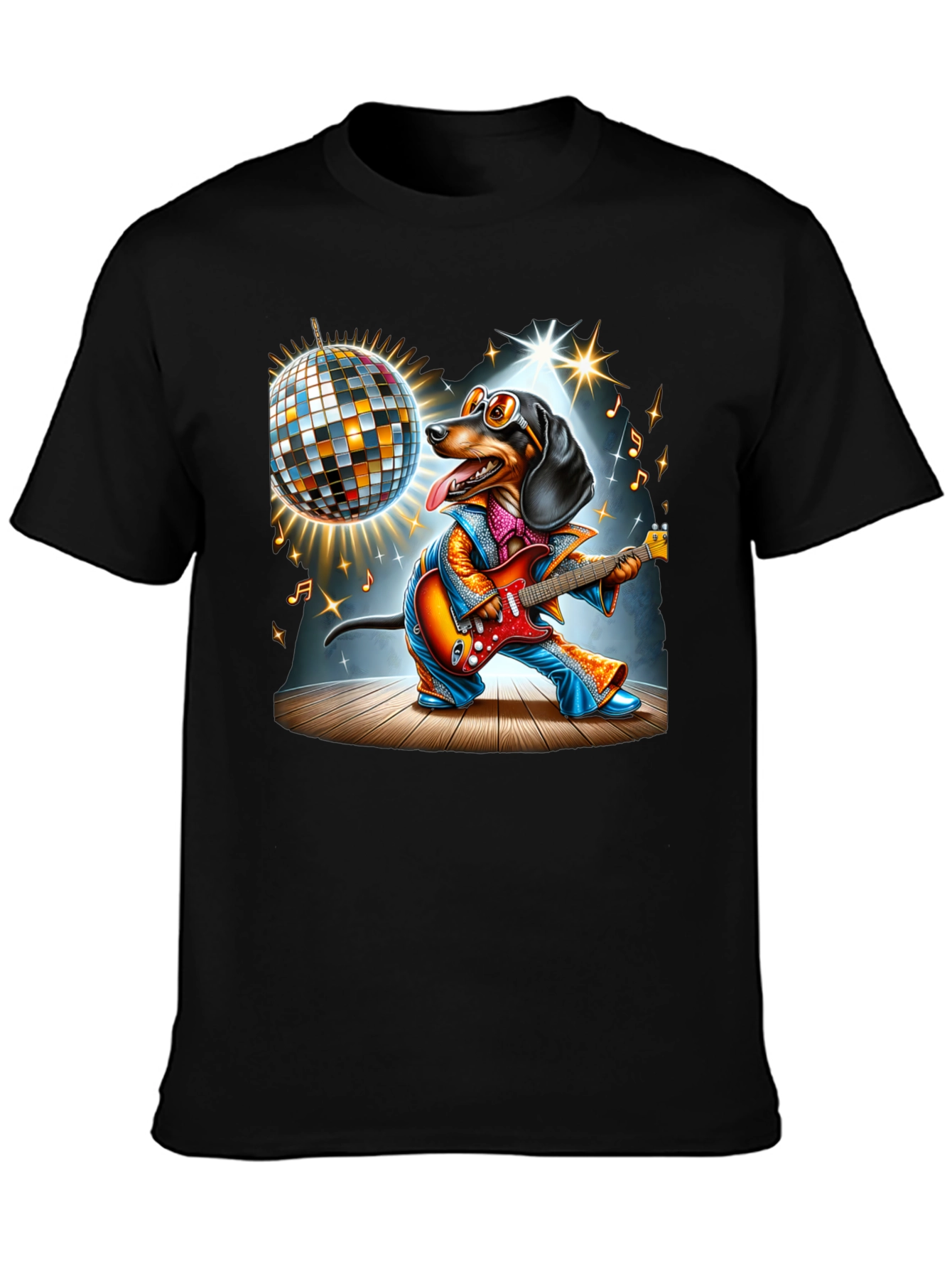 Dachshund Guitarist Graphic Tee