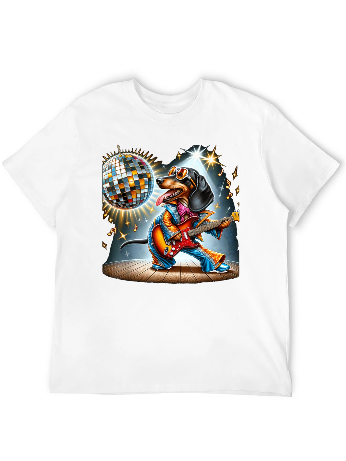 Dachshund Guitarist Graphic Tee