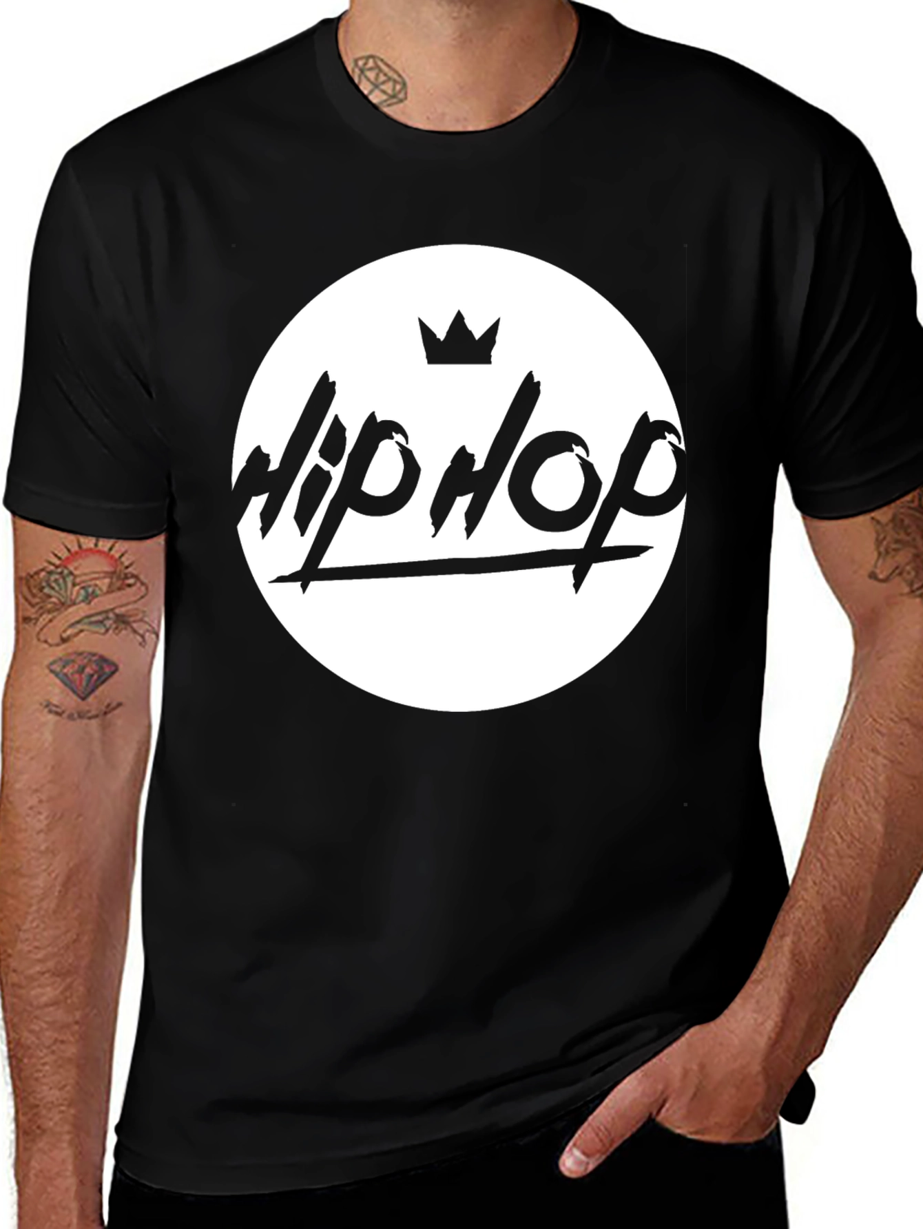 Hip Hop Crown Graphic Black T-Shirt
