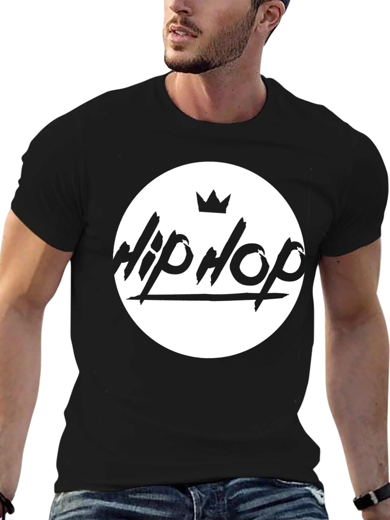 Hip Hop Crown Graphic Black T-Shirt