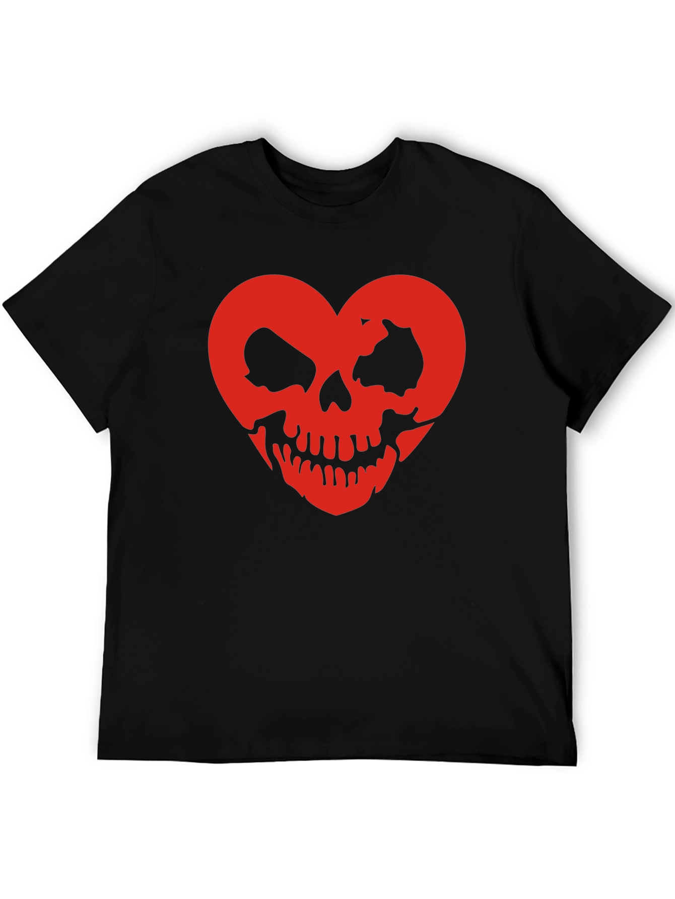 Skull Heart Graphic Tee - Black Cotton T-Shirt