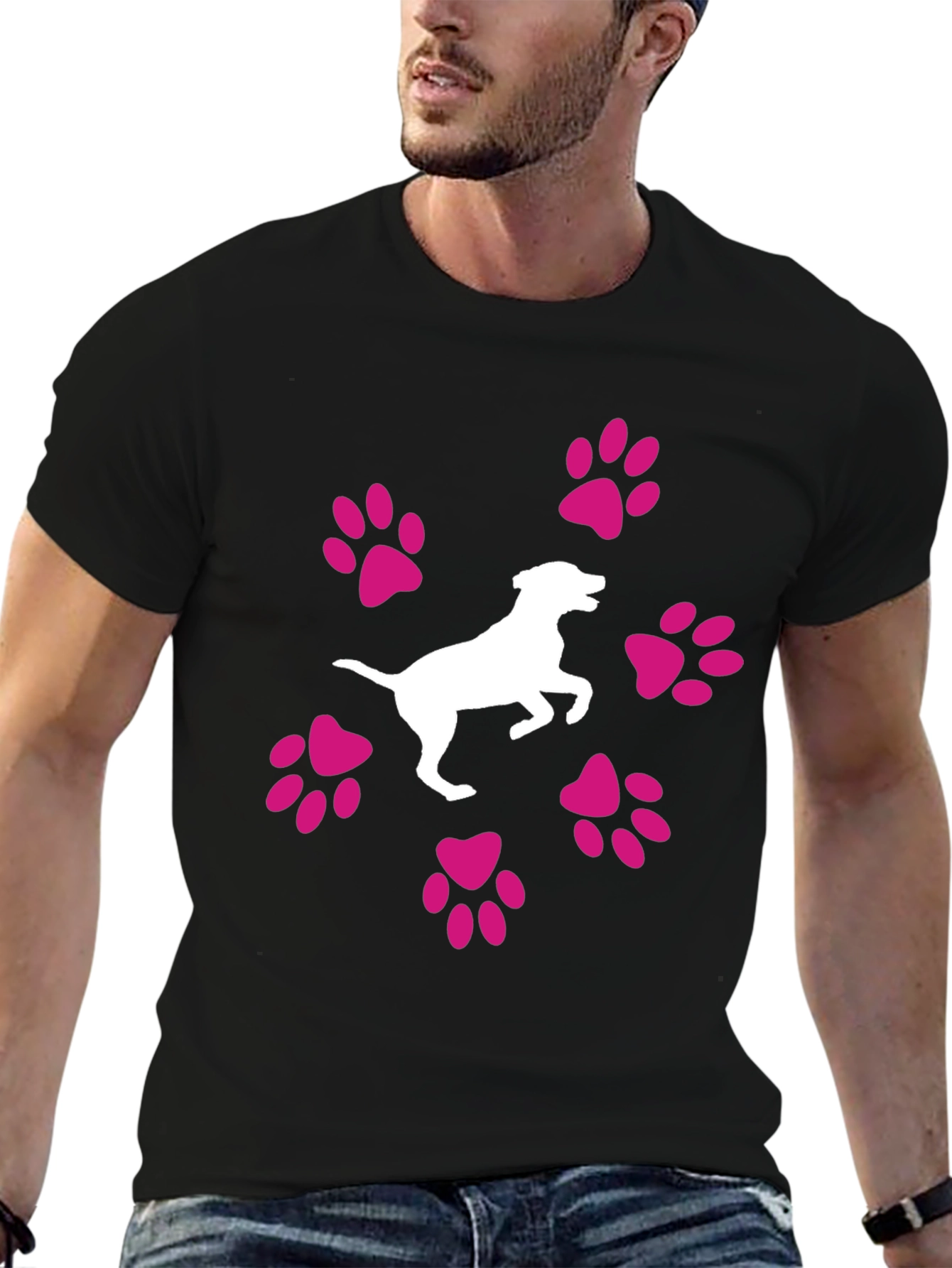 Dog Lover T-Shirt: Paw Prints & Cute Dog Graphic