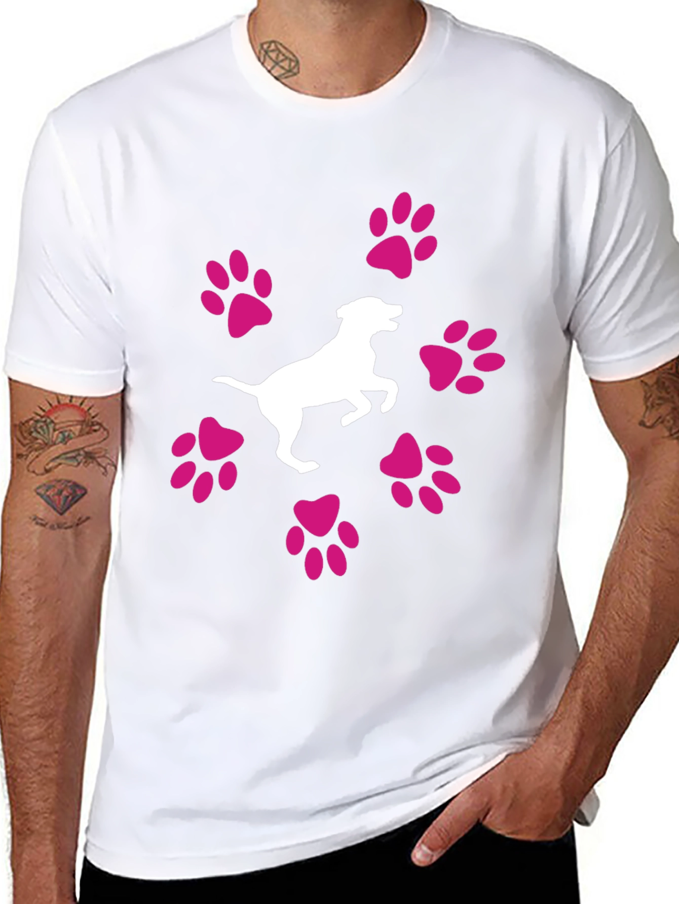 Dog Lover T-Shirt: Paw Prints & Cute Dog Graphic