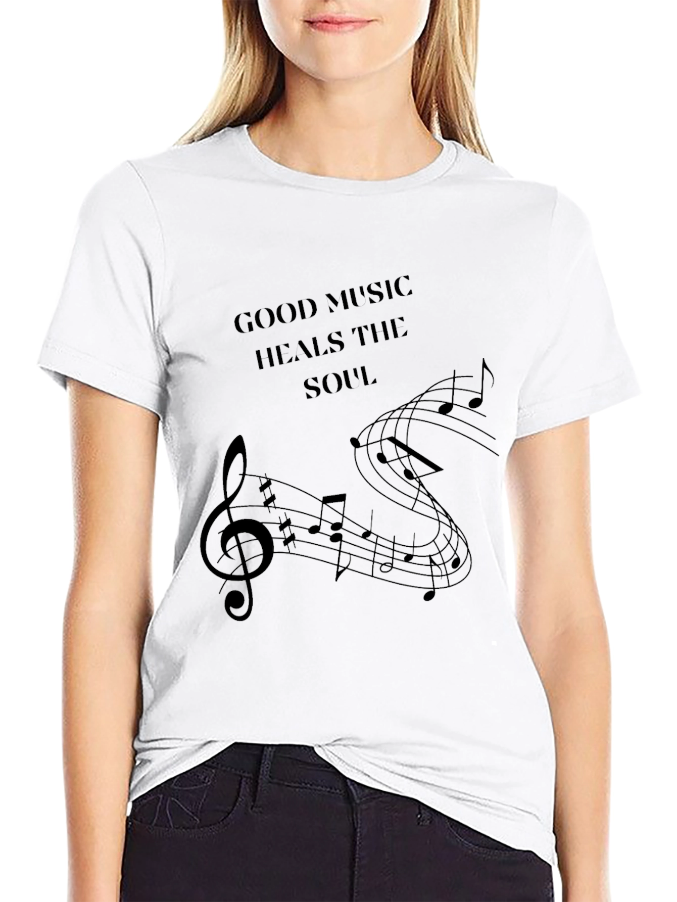 Music Heals Soul Black T-Shirt