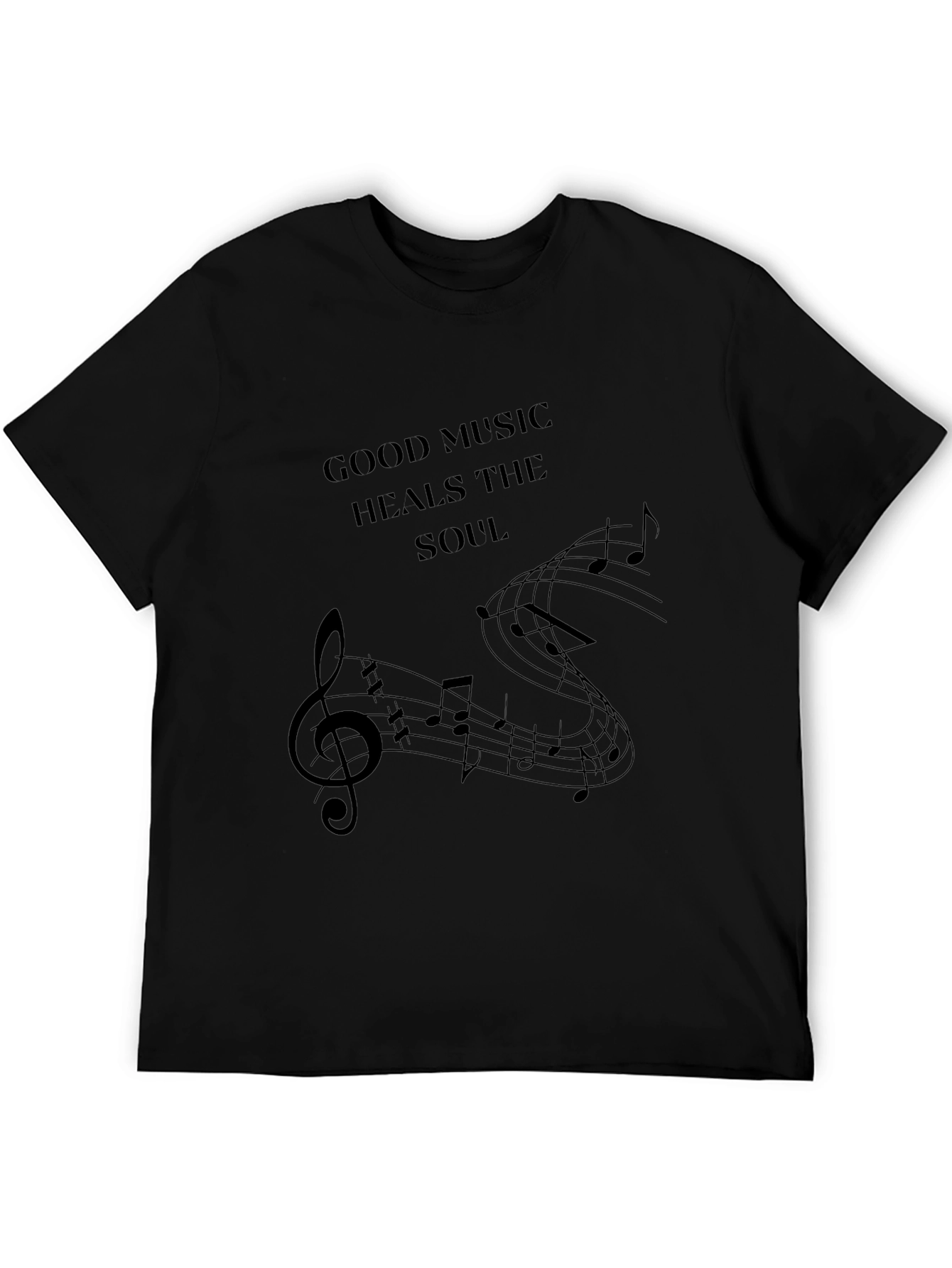 Music Heals Soul Black T-Shirt
