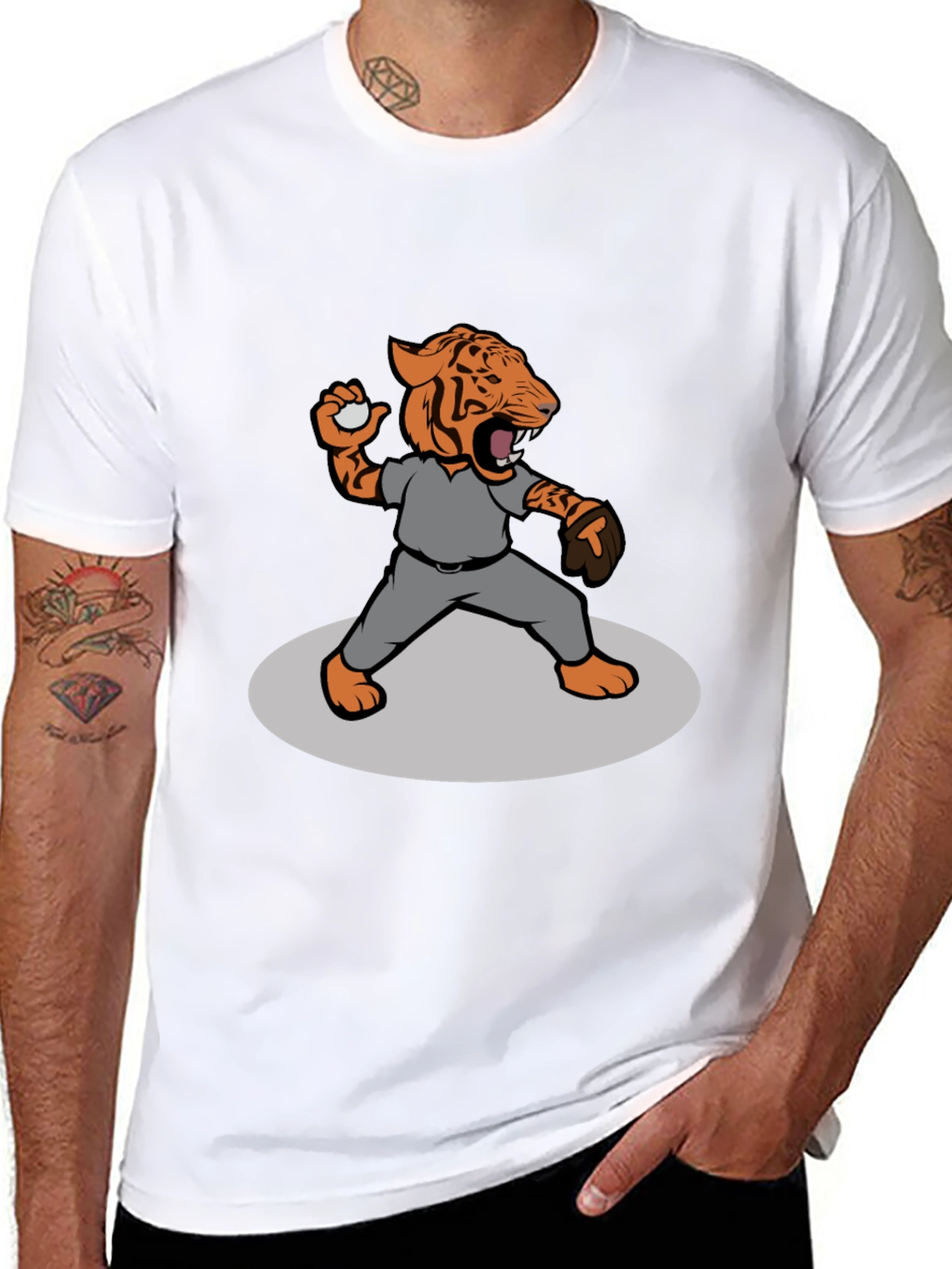 Tiger Baseball Throw T-Shirt
