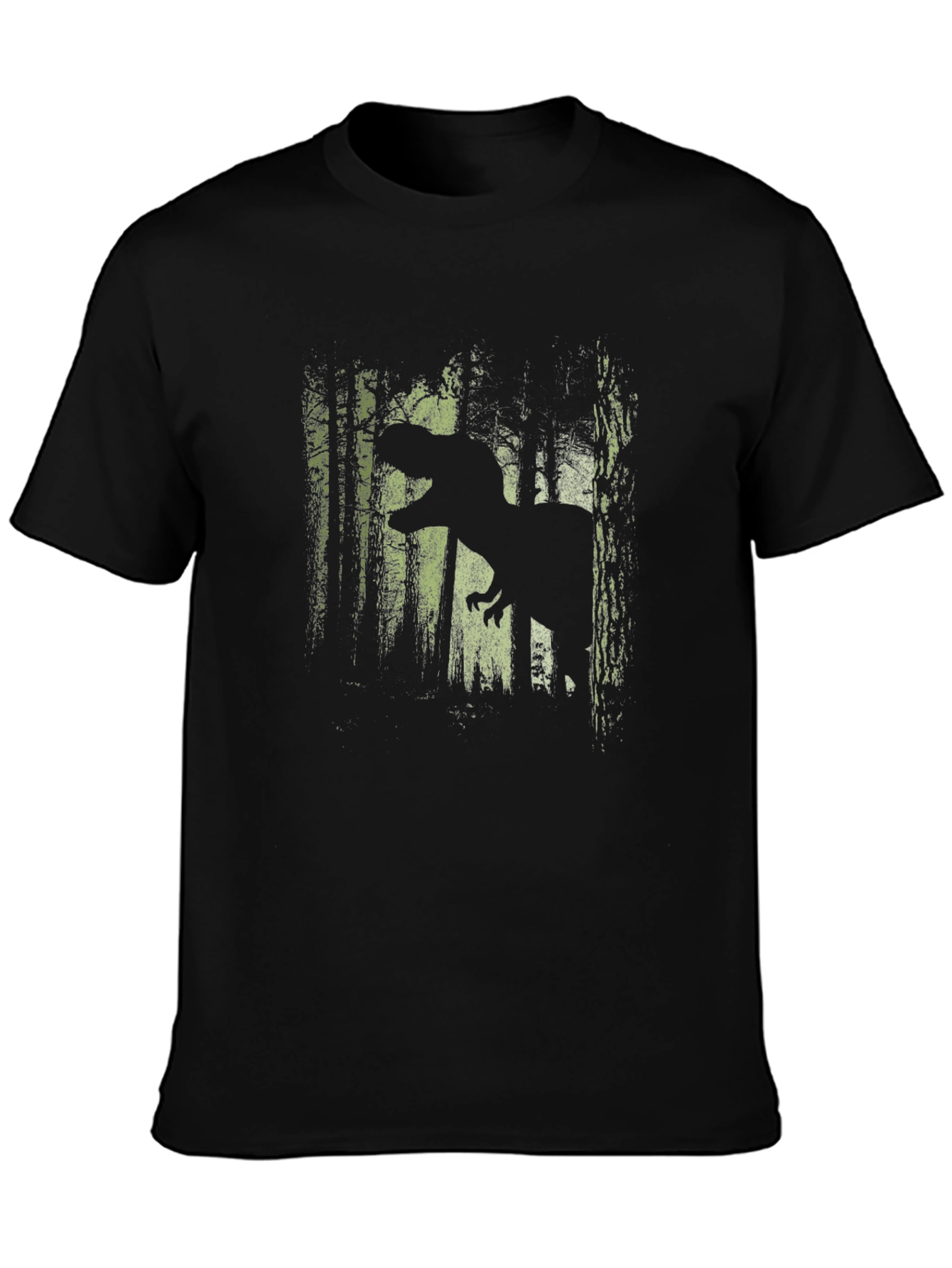 Dinosaur Forest Graphic Tee - Black Cotton T-Shirt