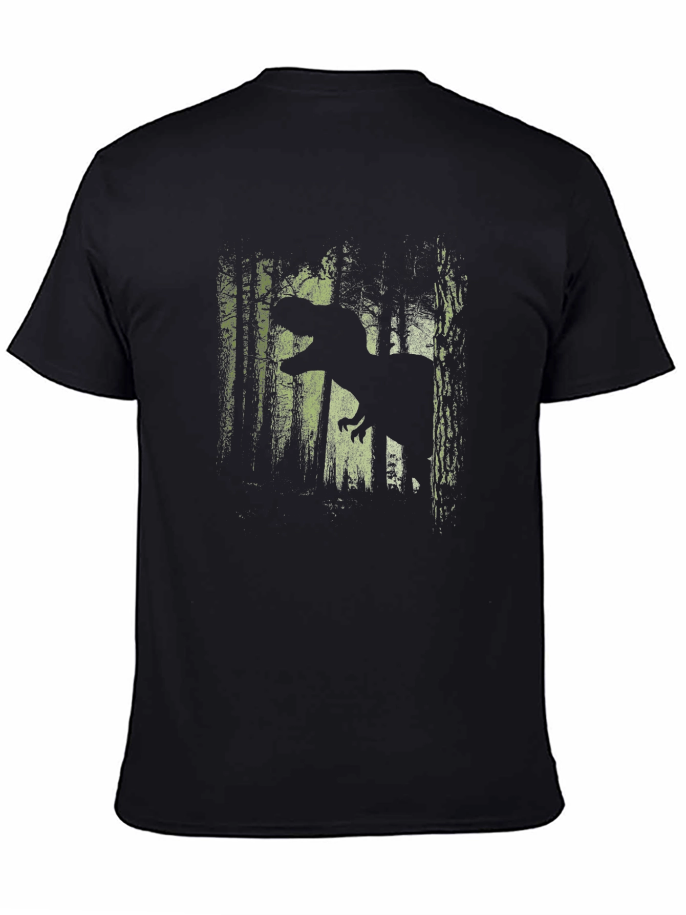 Dinosaur Forest Graphic Tee - Black Cotton T-Shirt