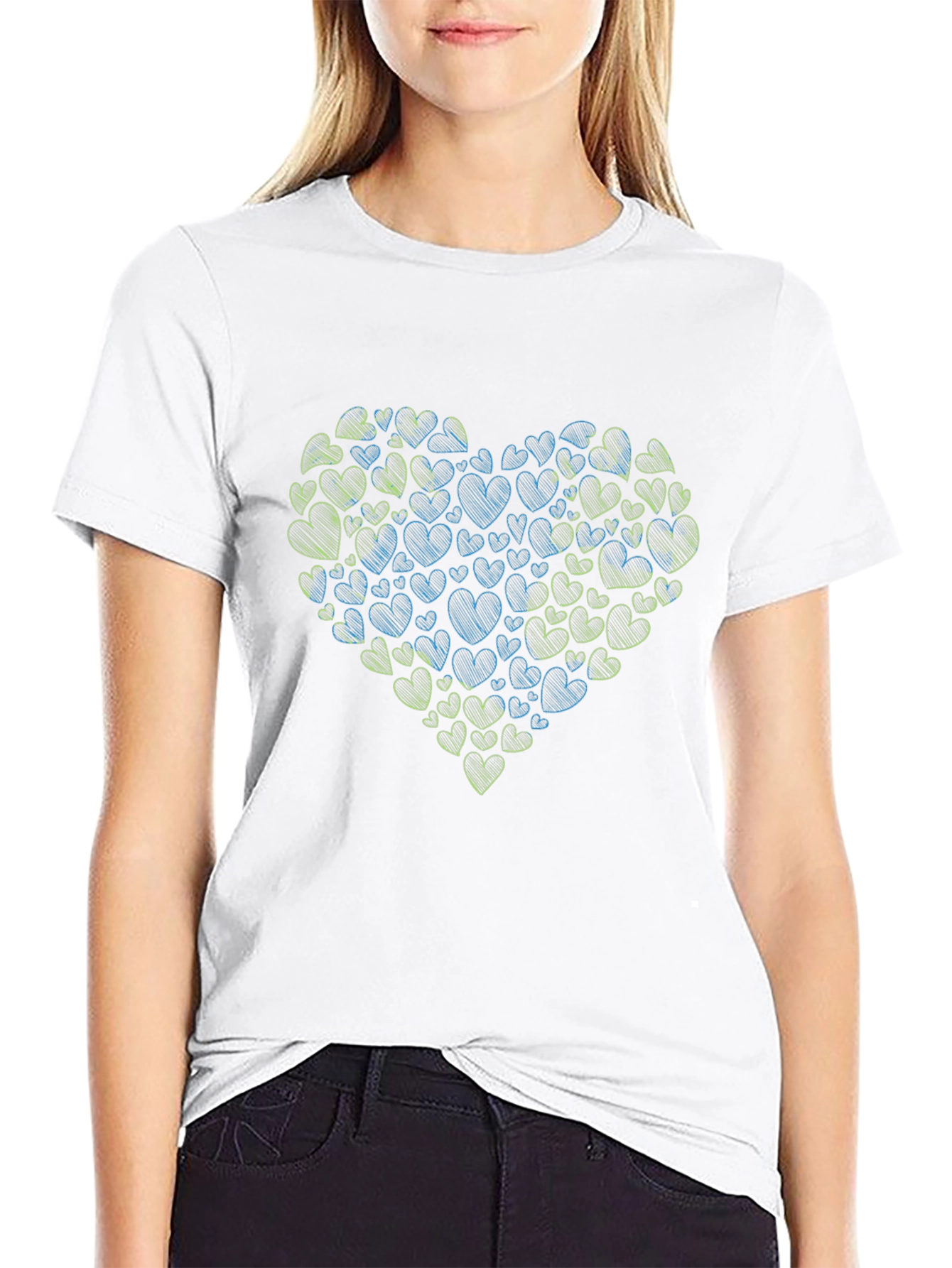 Heart Scribble Graphic Tee - Black
