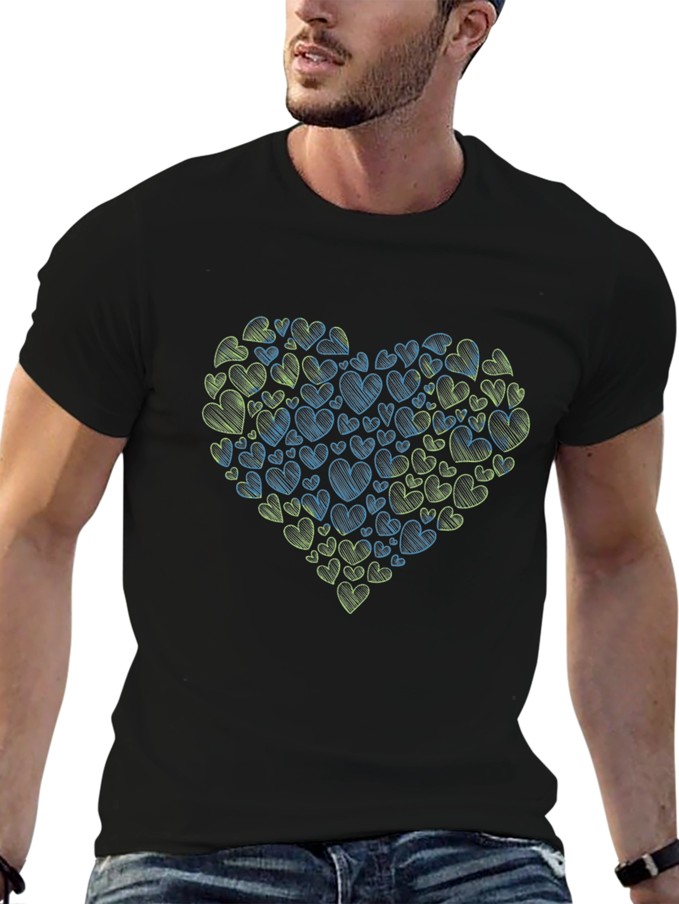 Heart Scribble Graphic Tee - Black