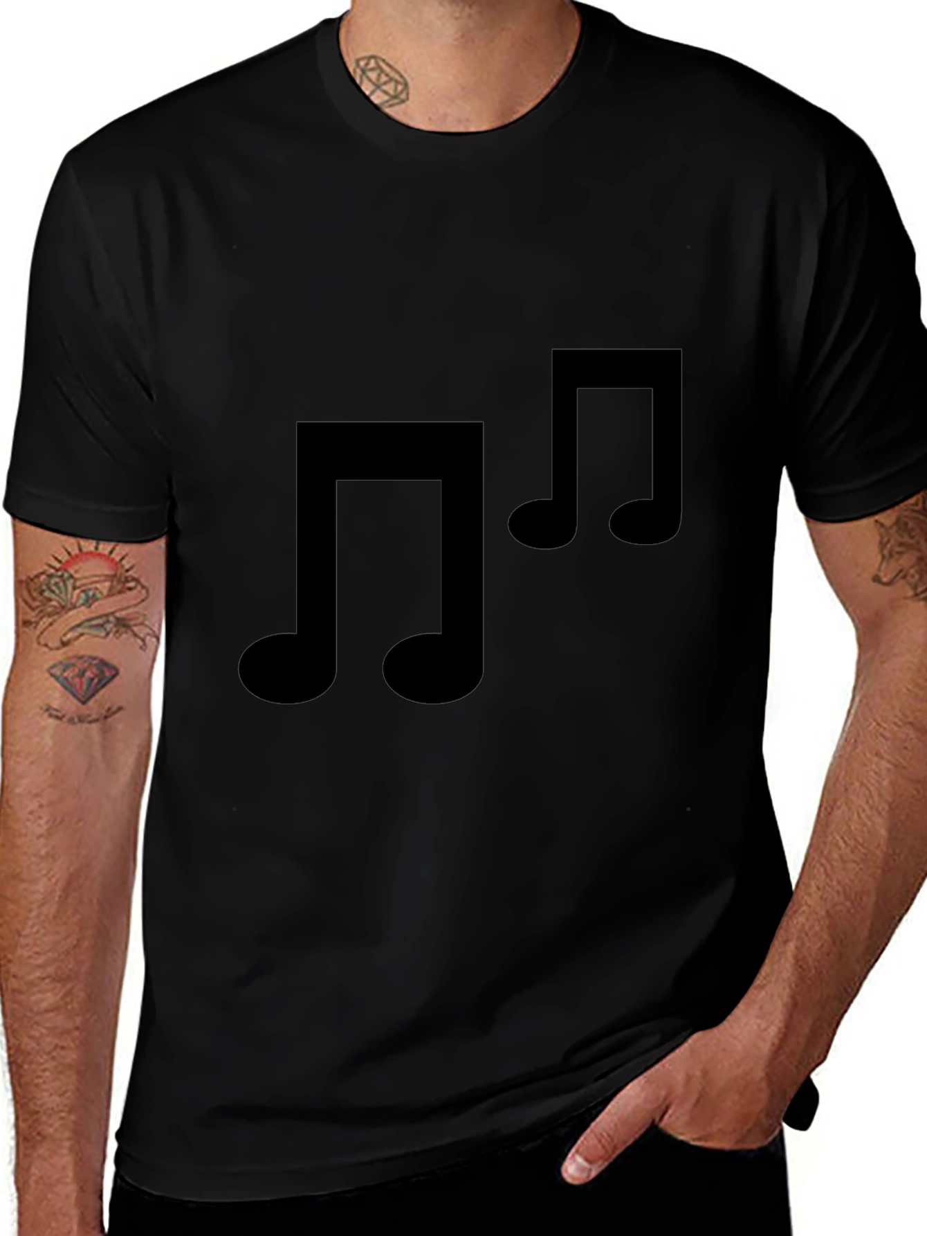 Black Music Note T-Shirt - Stylish & Comfortable